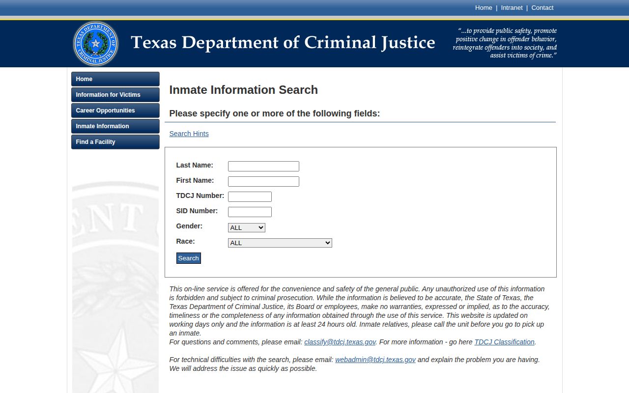 TDCJ inmate record search for Brewster County transfers